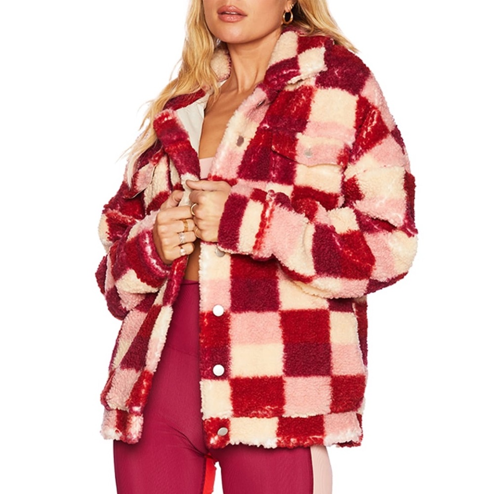 Beach Riot Laurie Sherpa Check Jacket